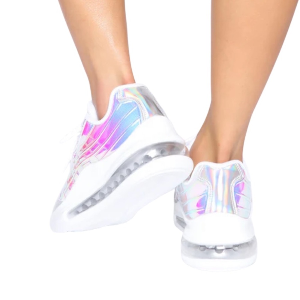 Holographic, Iridescent, White,silver, shock absorbent, Sneakers, size 7,New - Picture 7 of 14